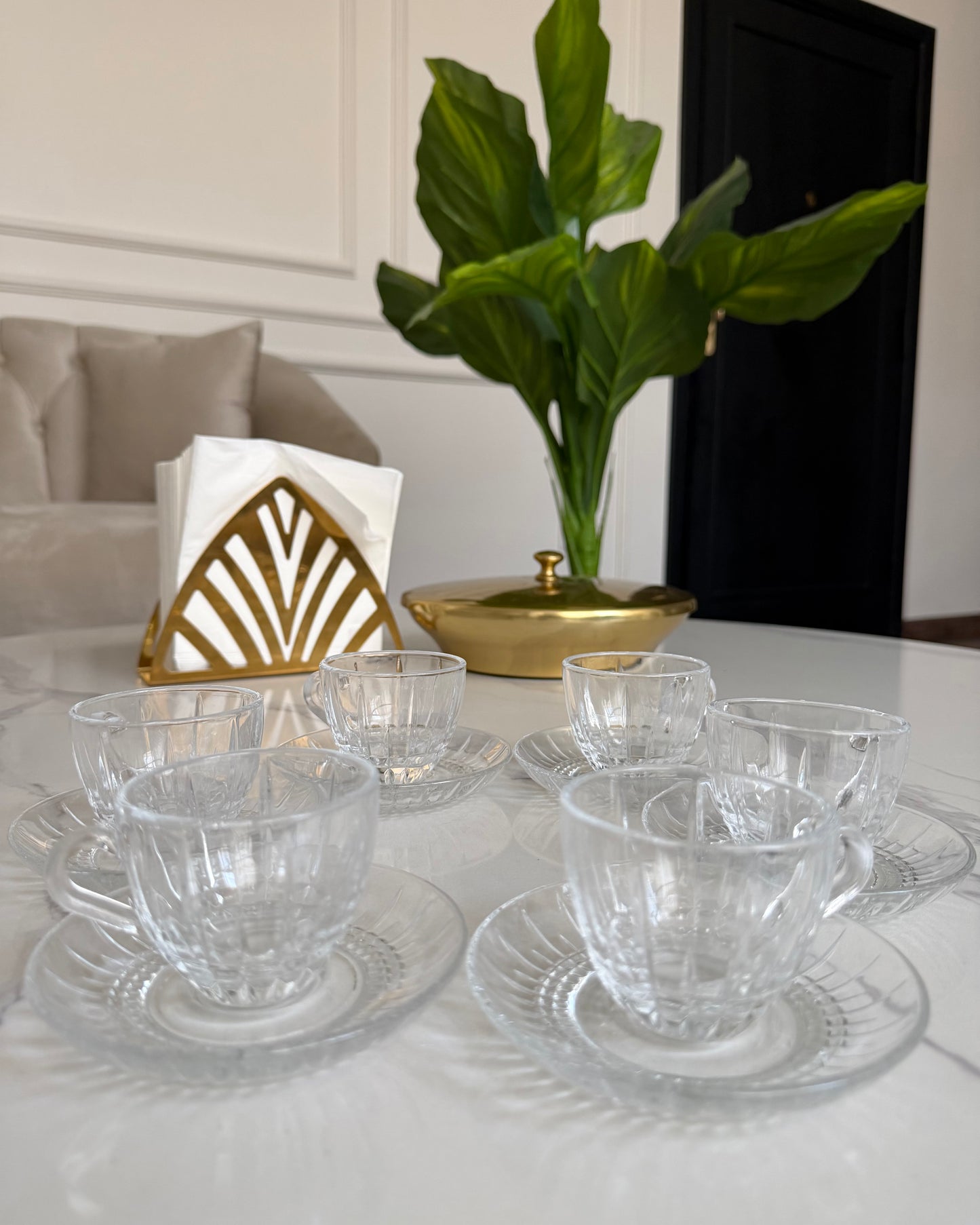 Ribbed Glass Coffee Cup