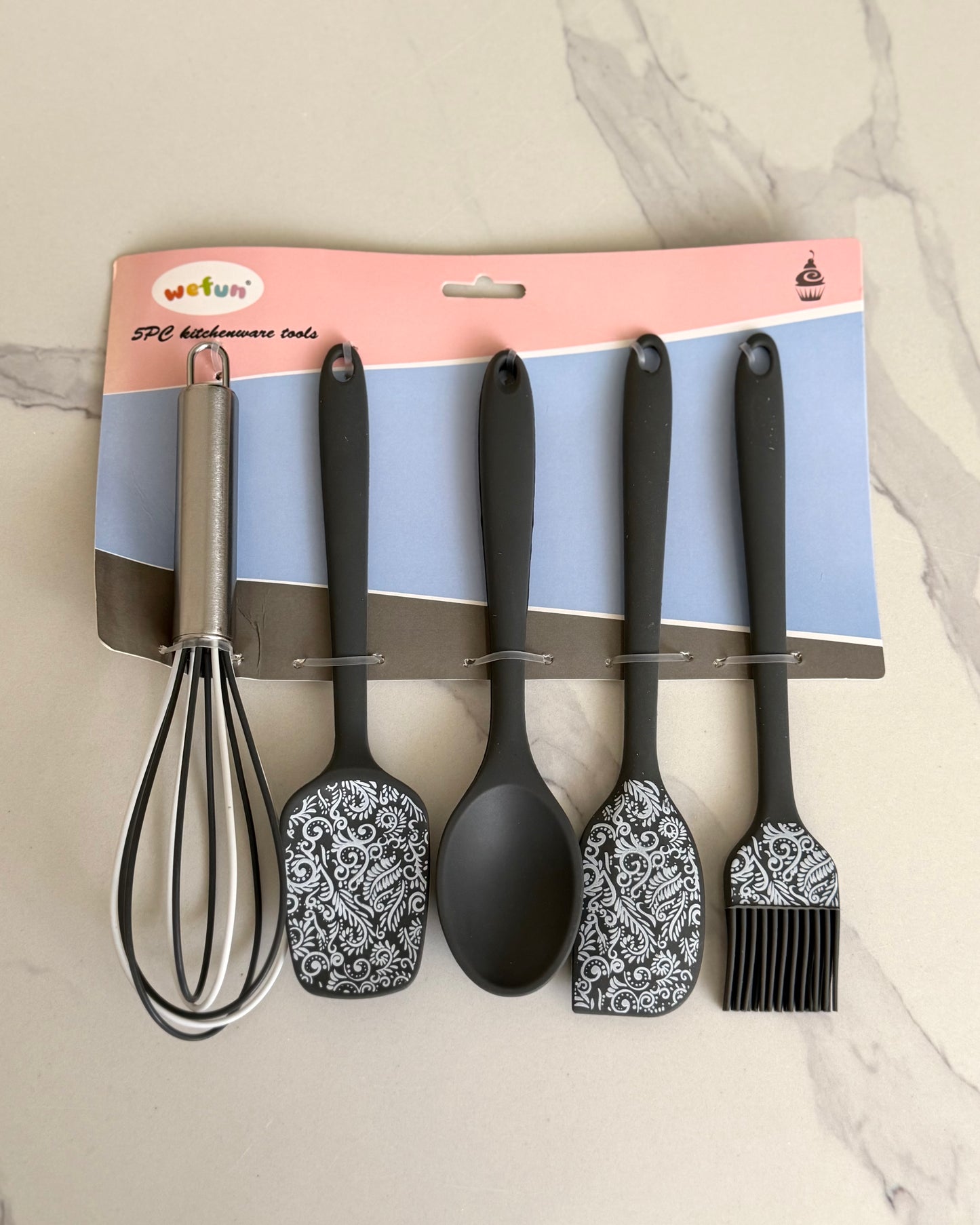 5-Piece Patterned Kitchen Utensil Set