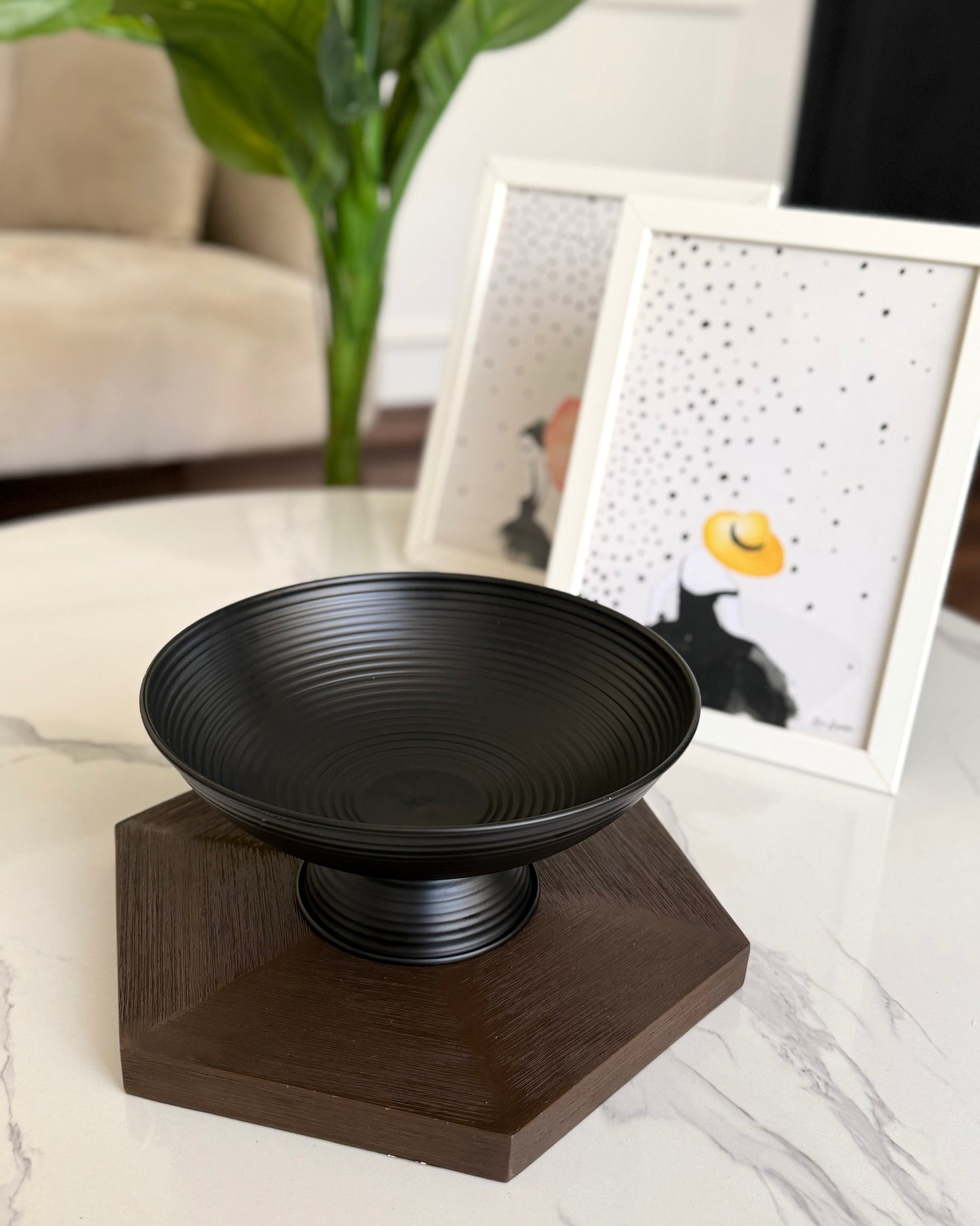 Black Pedestal Serving Bowl