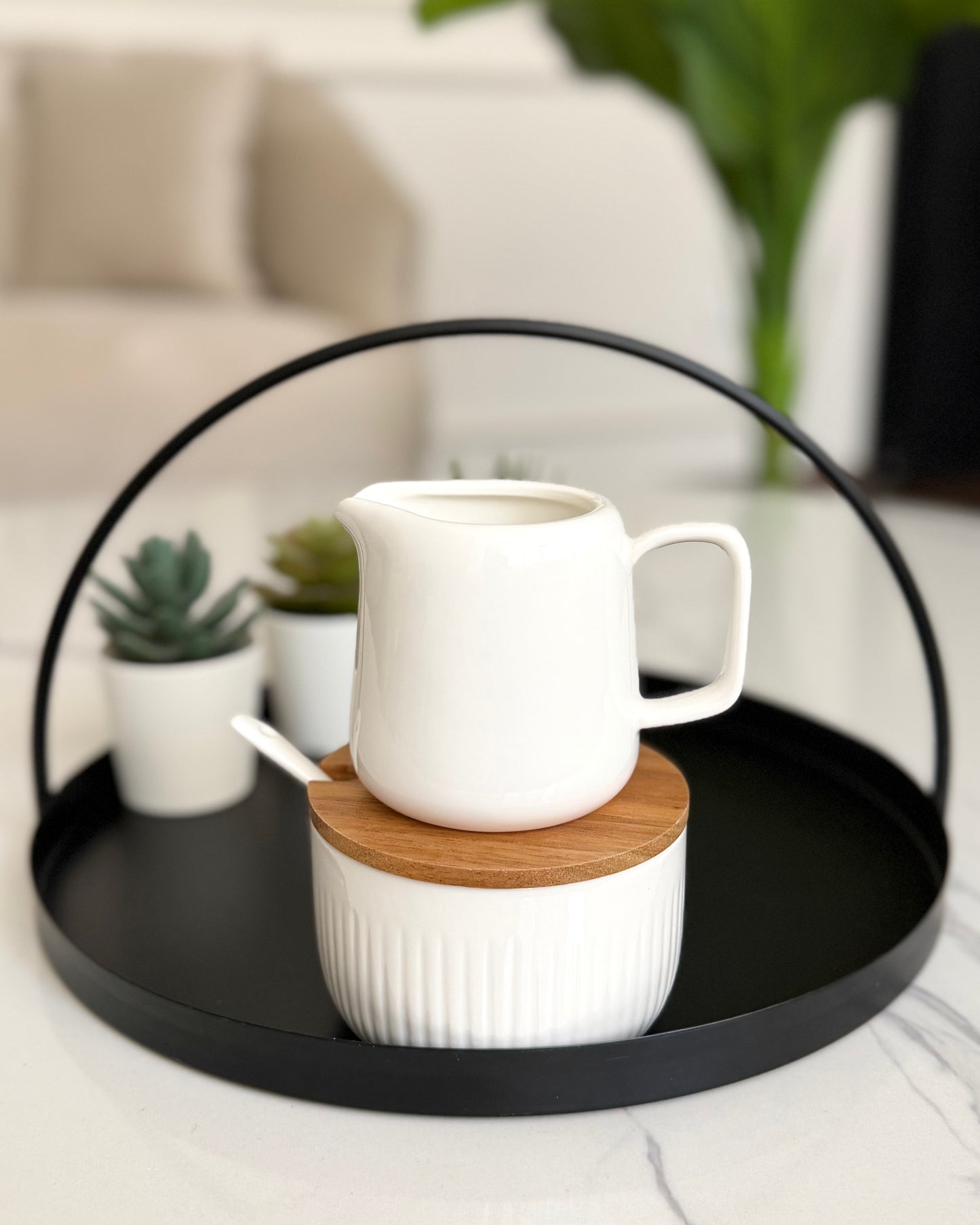 Danny Home Ceramic Sugar Bowl & Milk Jug Set
