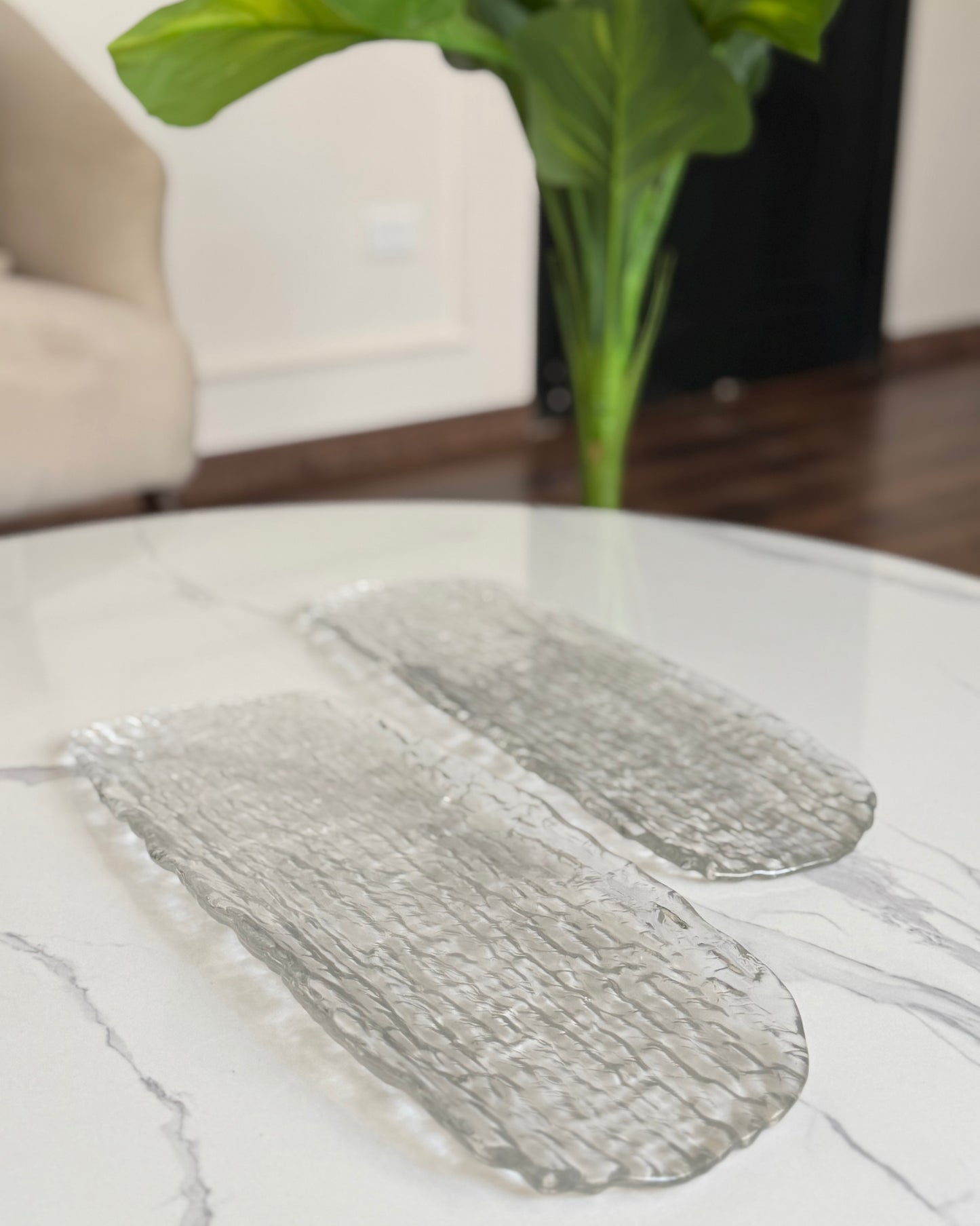 Glass serving platters