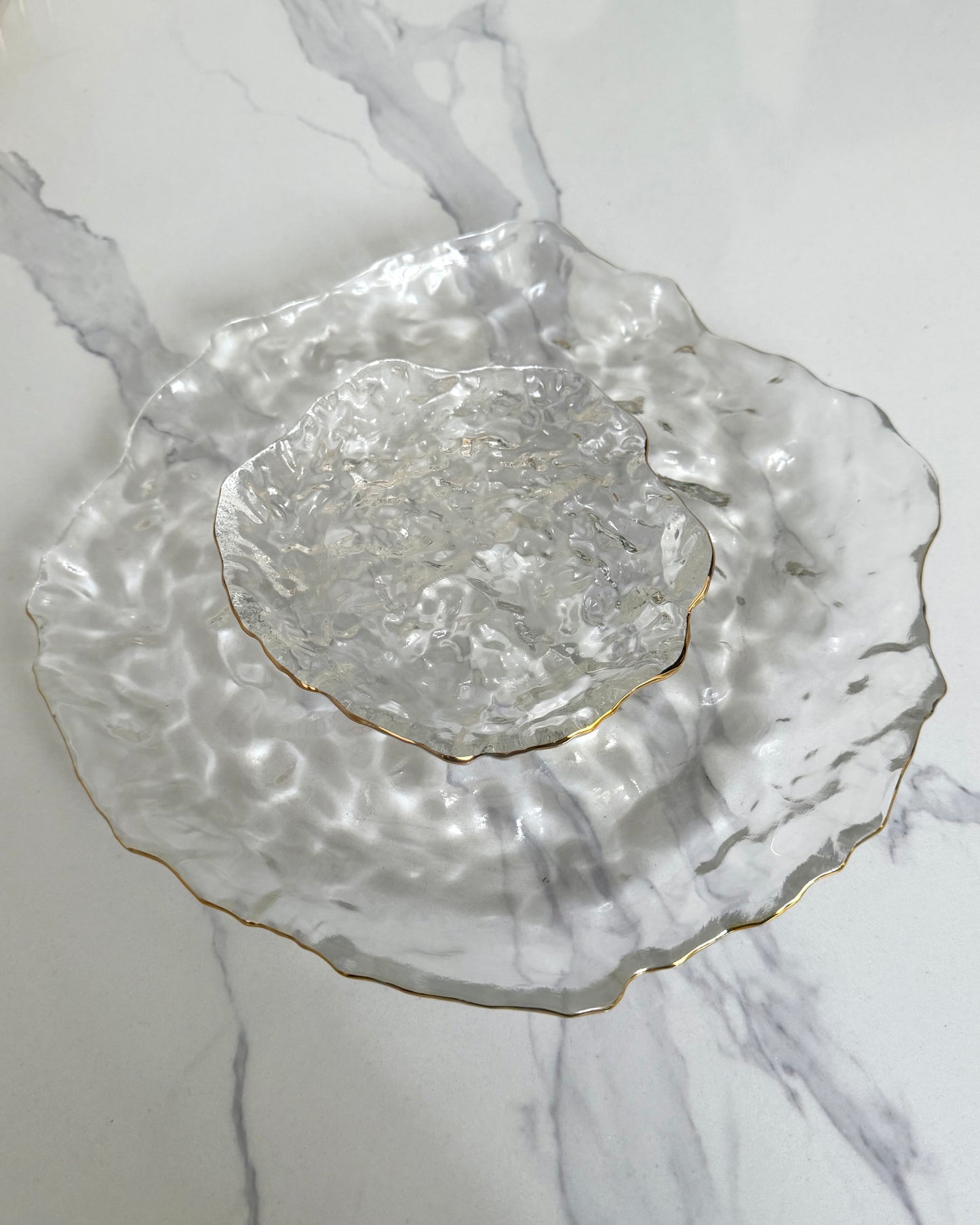 Dessert Serving Set With Gold Rim