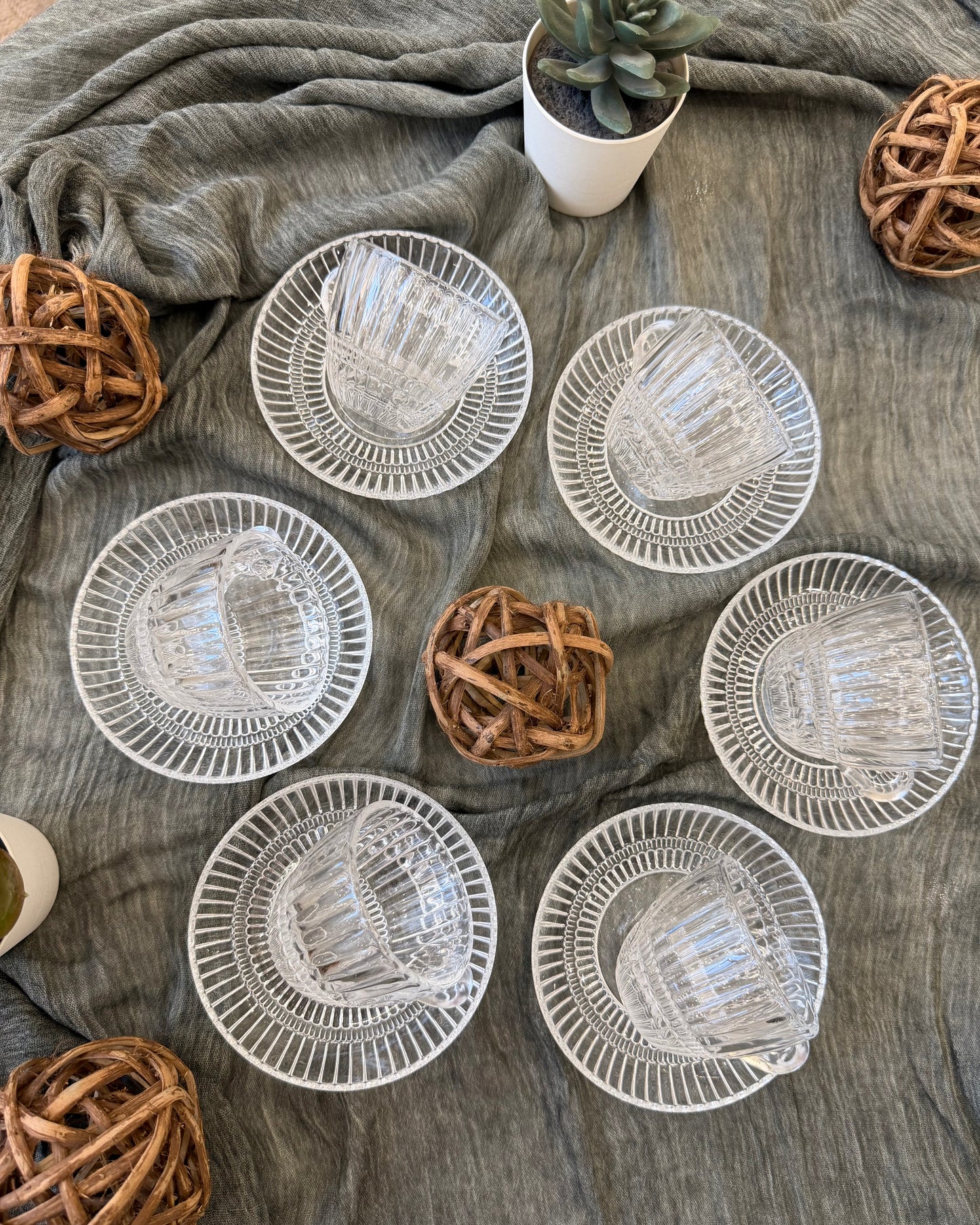 Ribbed Glass Coffee Cup