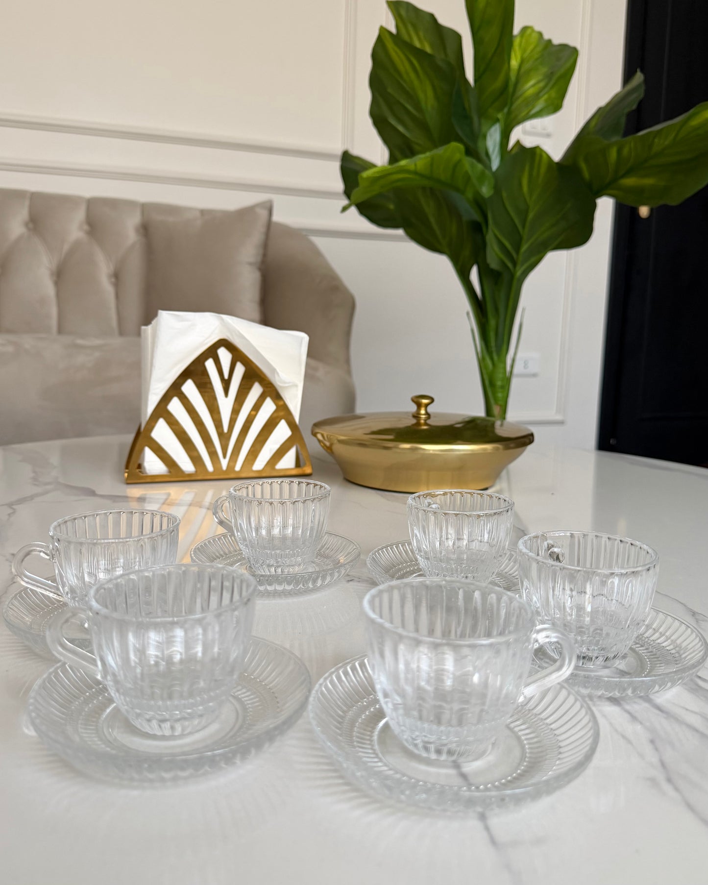 Ribbed Glass Coffee Cup