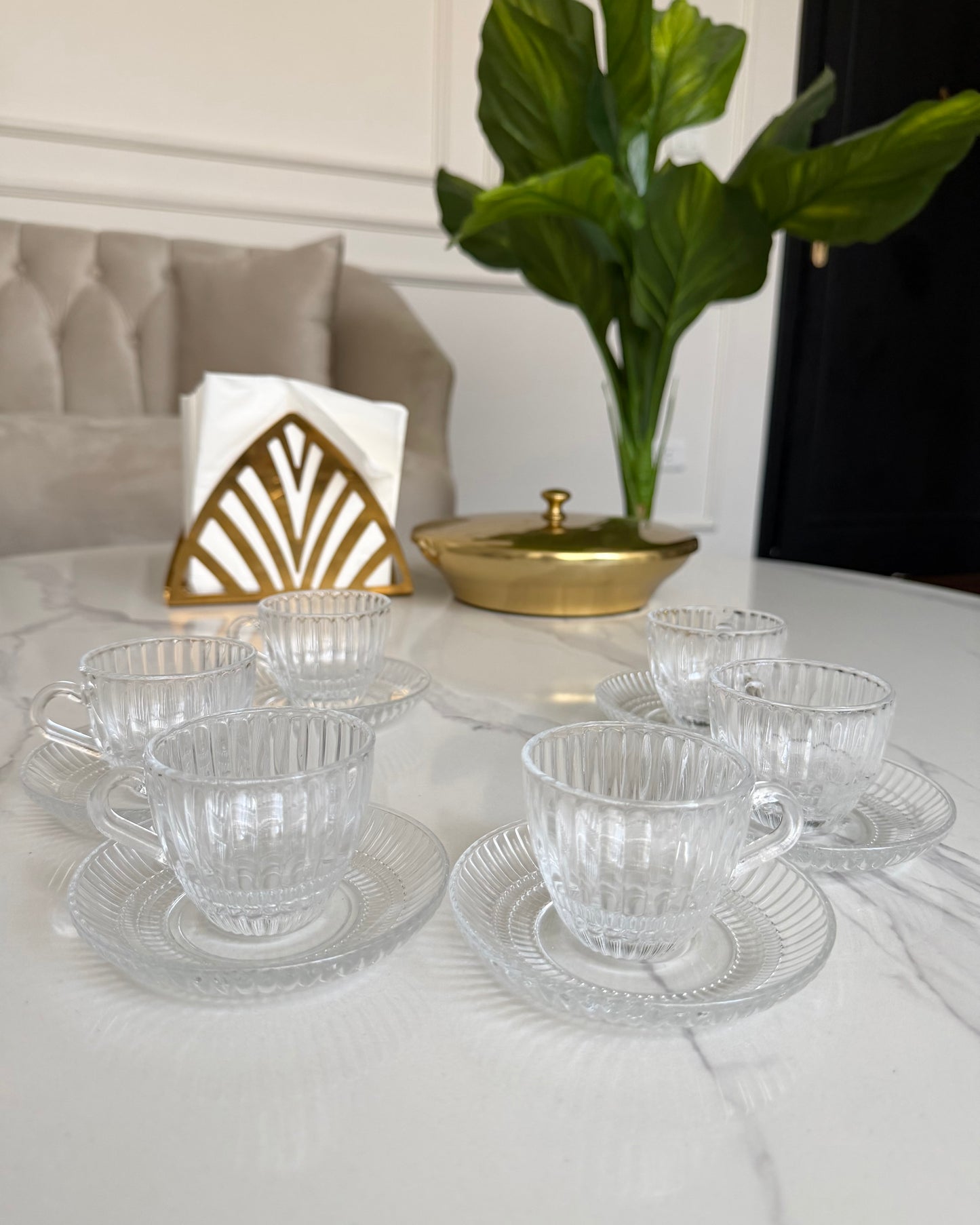 Ribbed Glass Coffee Cup