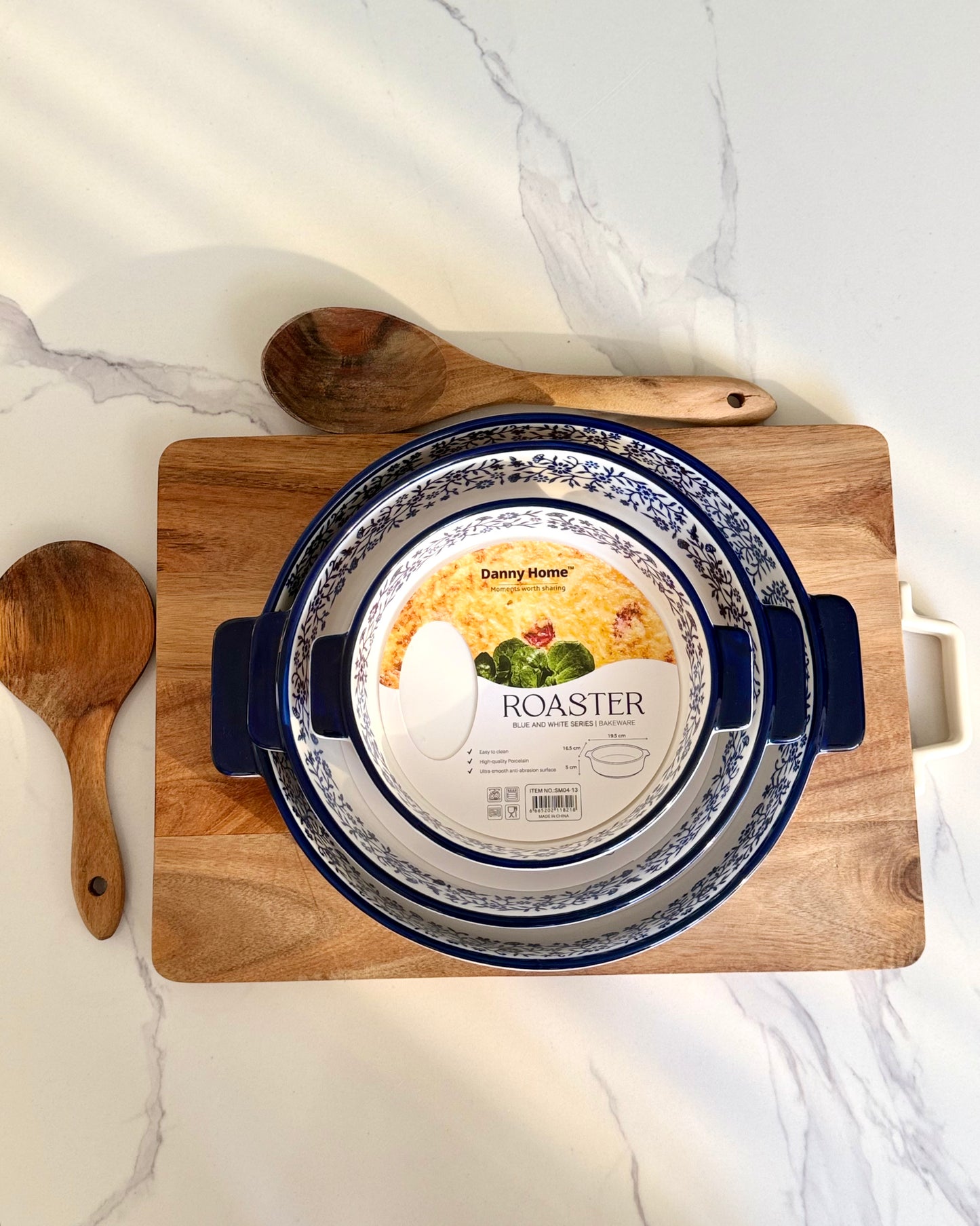 Rounded Blue Casserole Set
