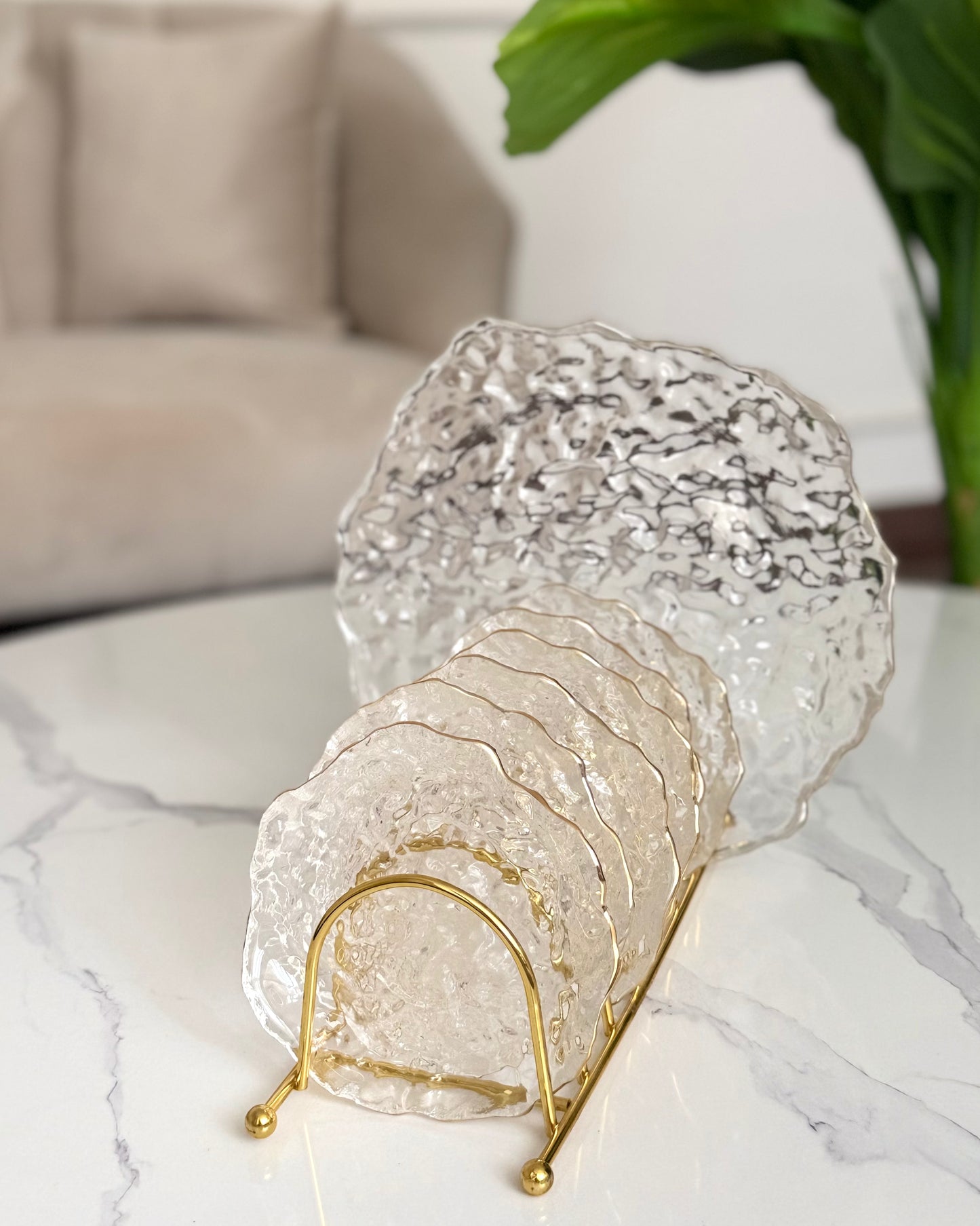 Dessert Serving Set With Gold Rim