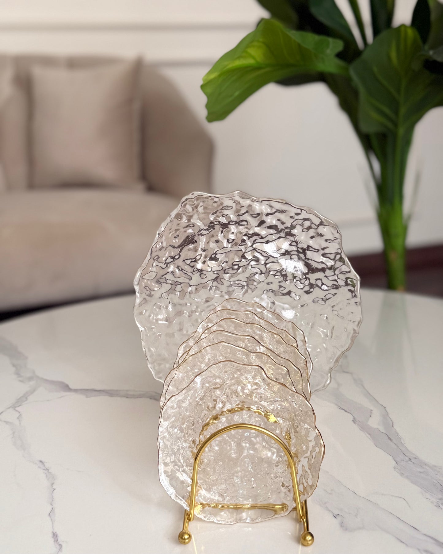 Dessert Serving Set With Gold Rim