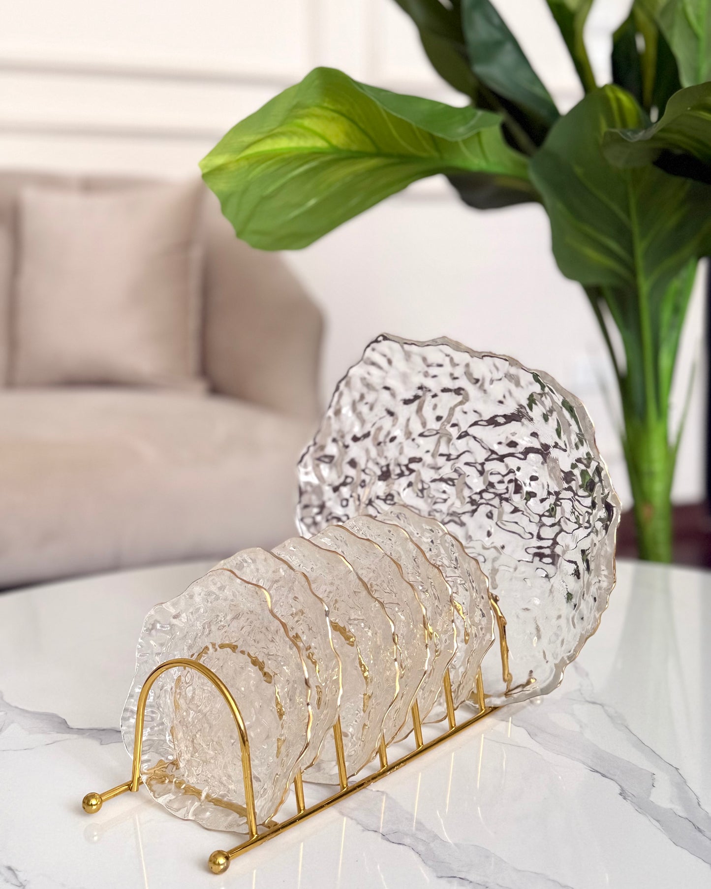 Dessert Serving Set With Gold Rim