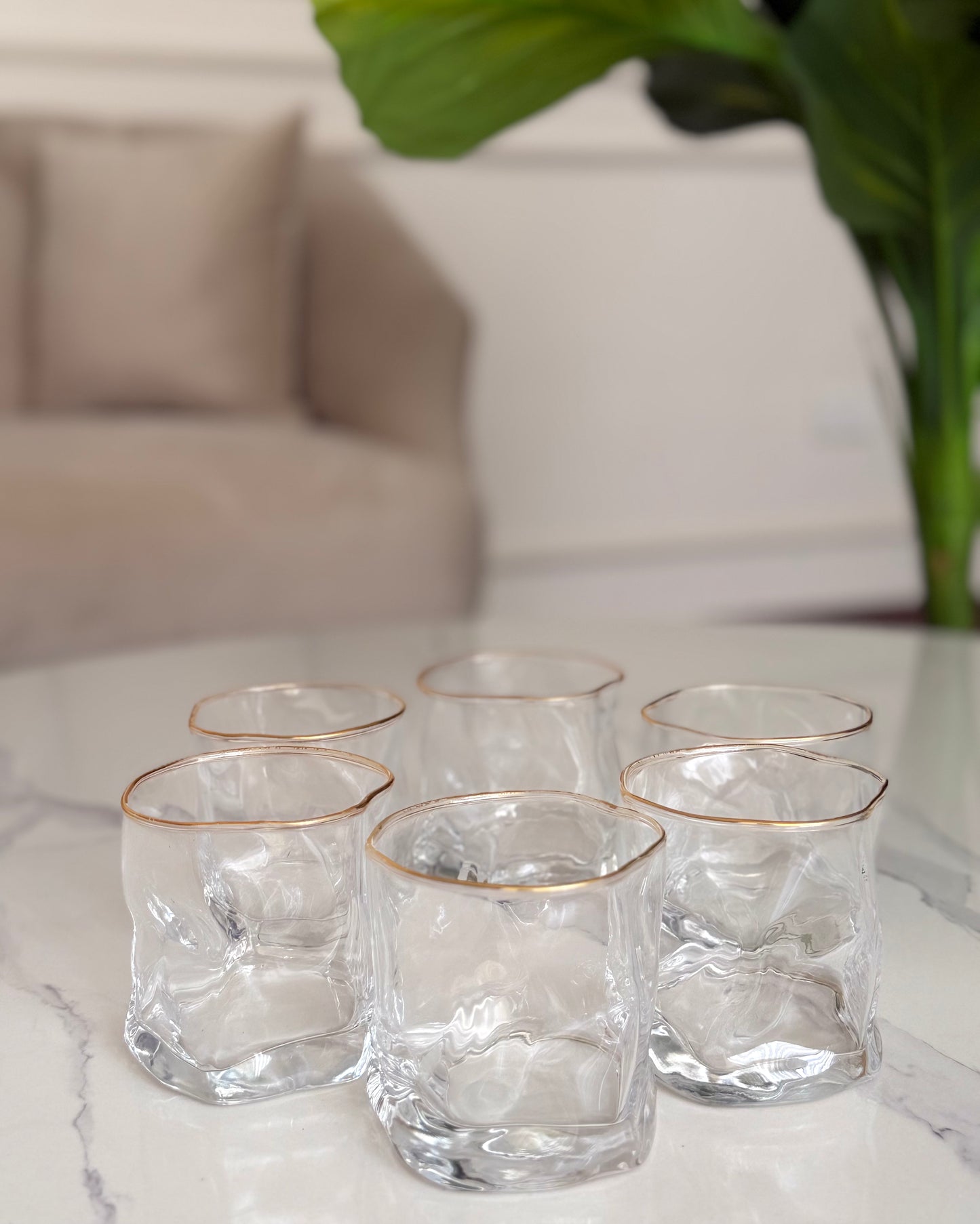 Crystal Glass Tumblers with Gold Rim