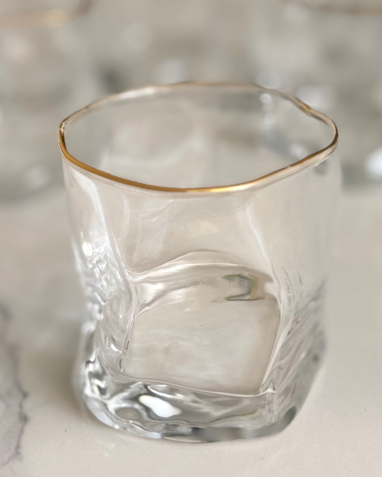 Crystal Glass Tumblers with Gold Rim