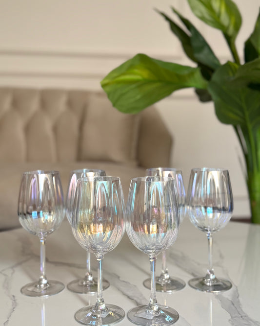 Iridescent Crystal Wine Glass Set