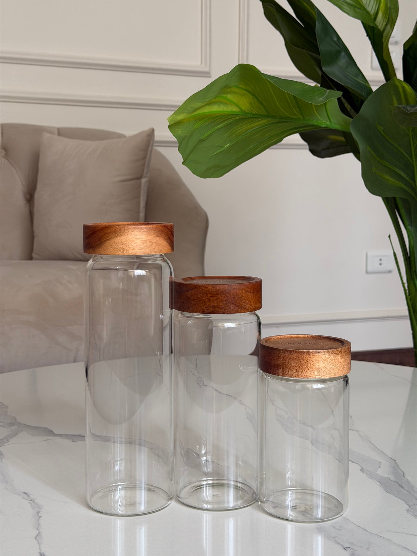 Glass Storage Jar with Wooden Lid