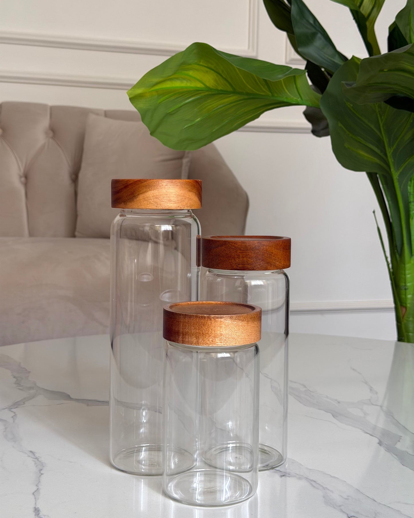 Glass Storage Jar with Wooden Lid