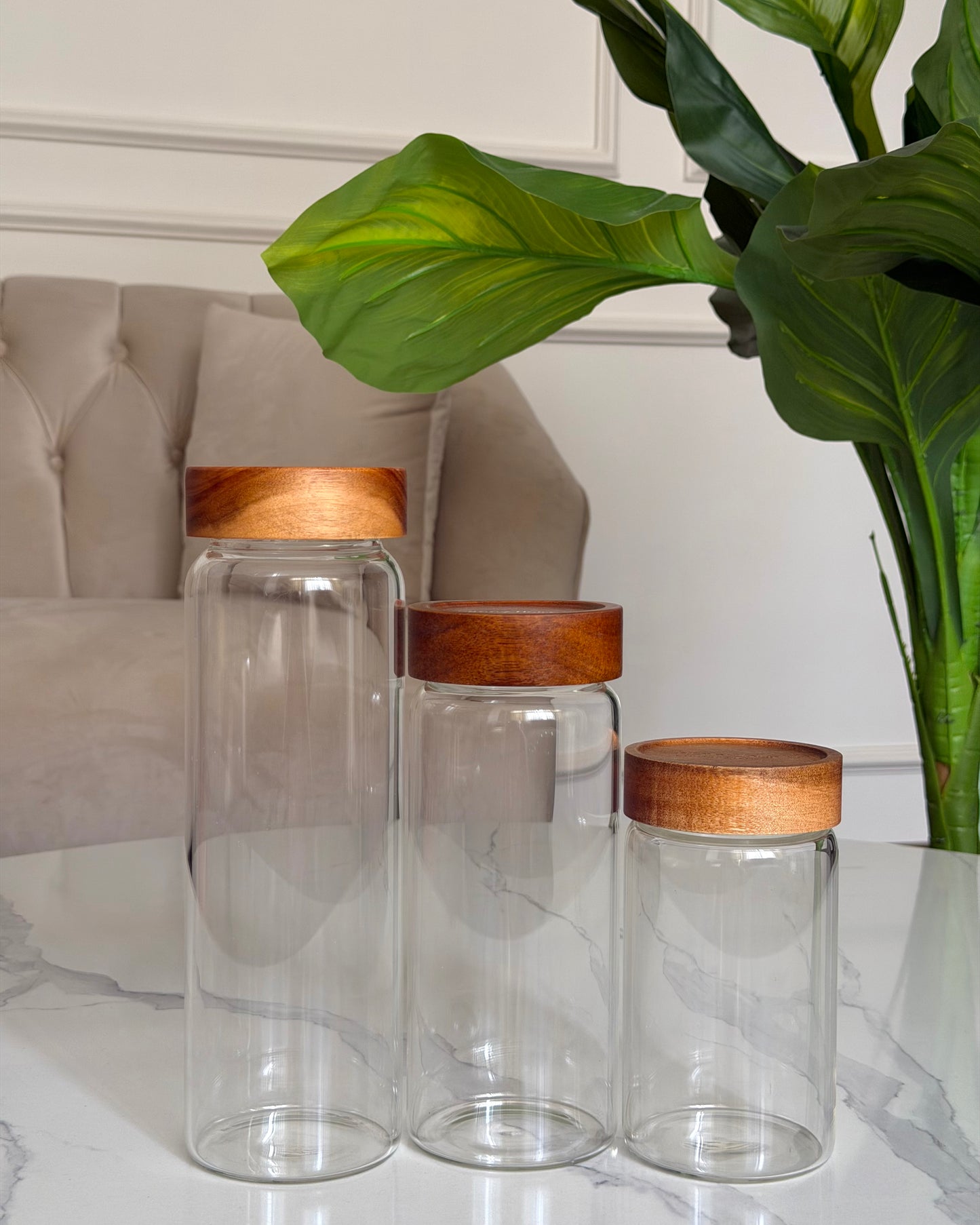 Glass Storage Jar with Wooden Lid