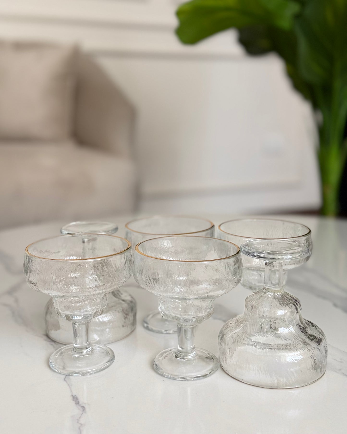 Glass Dessert Cups with Gold Rims