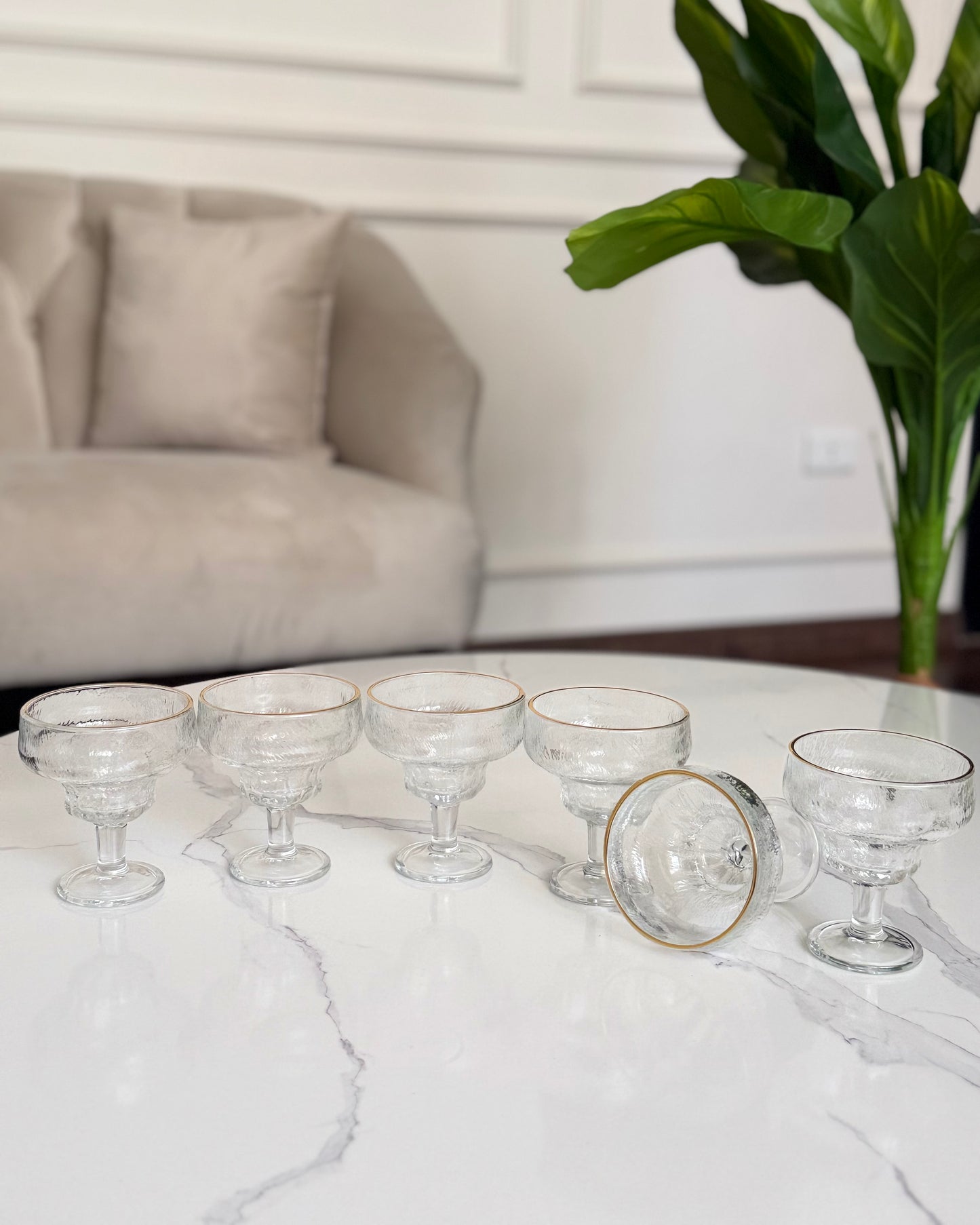 Glass Dessert Cups with Gold Rims