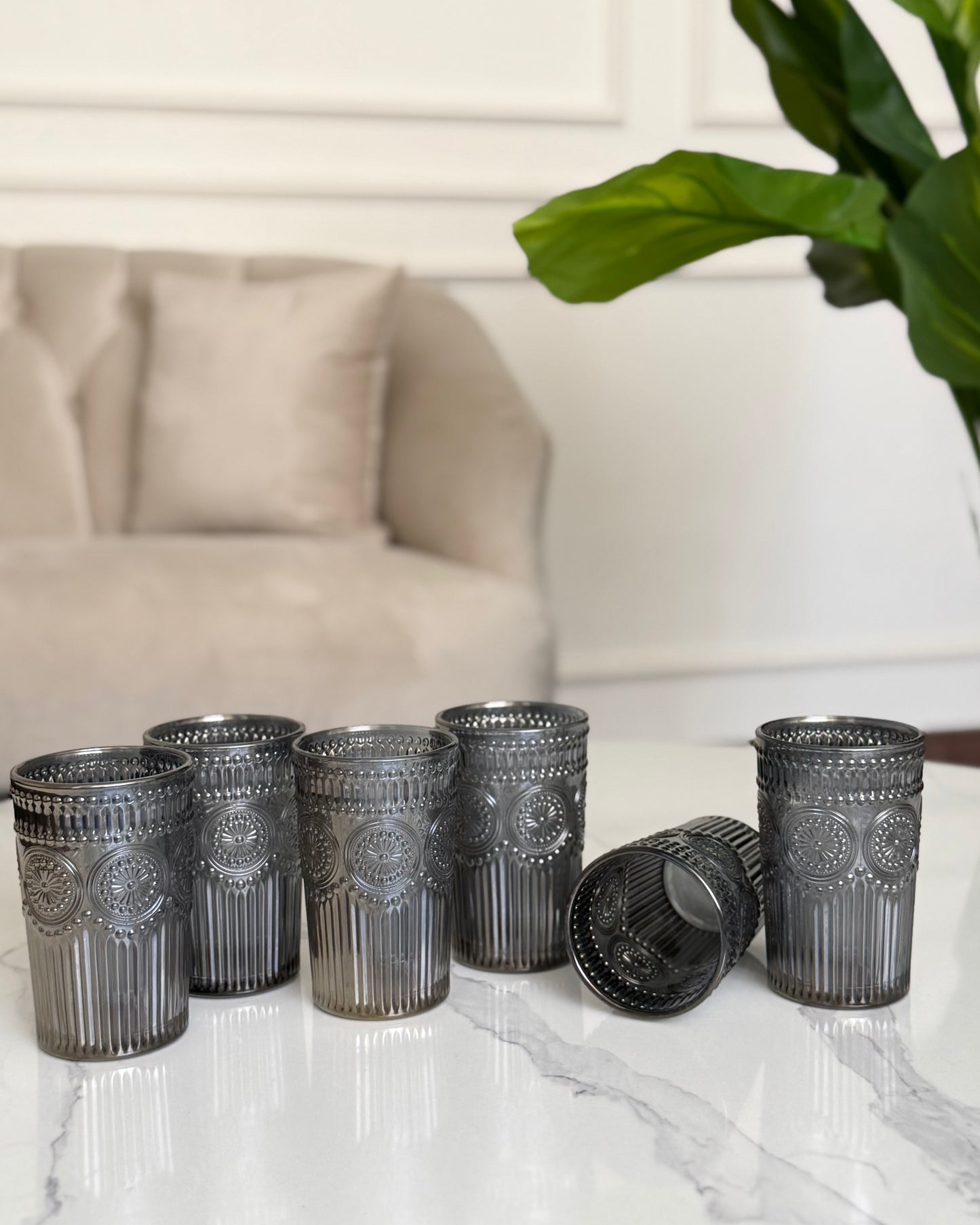 Decorative Textured Glass Tumblers