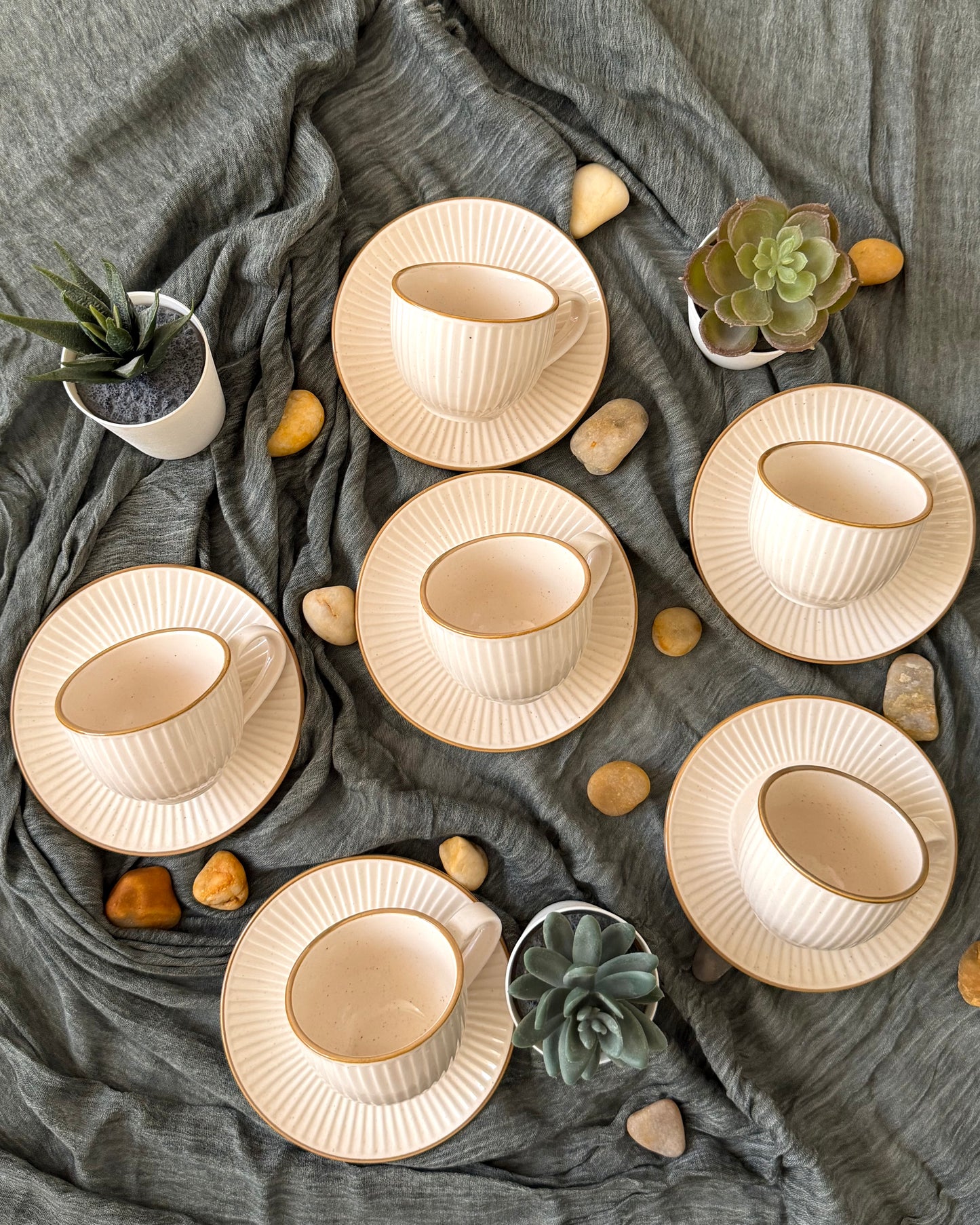 Danny Home 12-Piece Ceramic Cup & Saucer Set