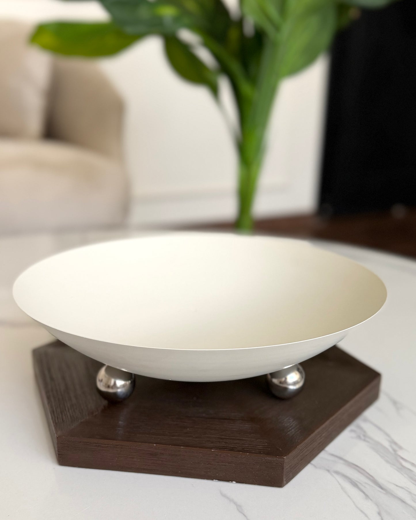 Serving Bowl With Silver Accents
