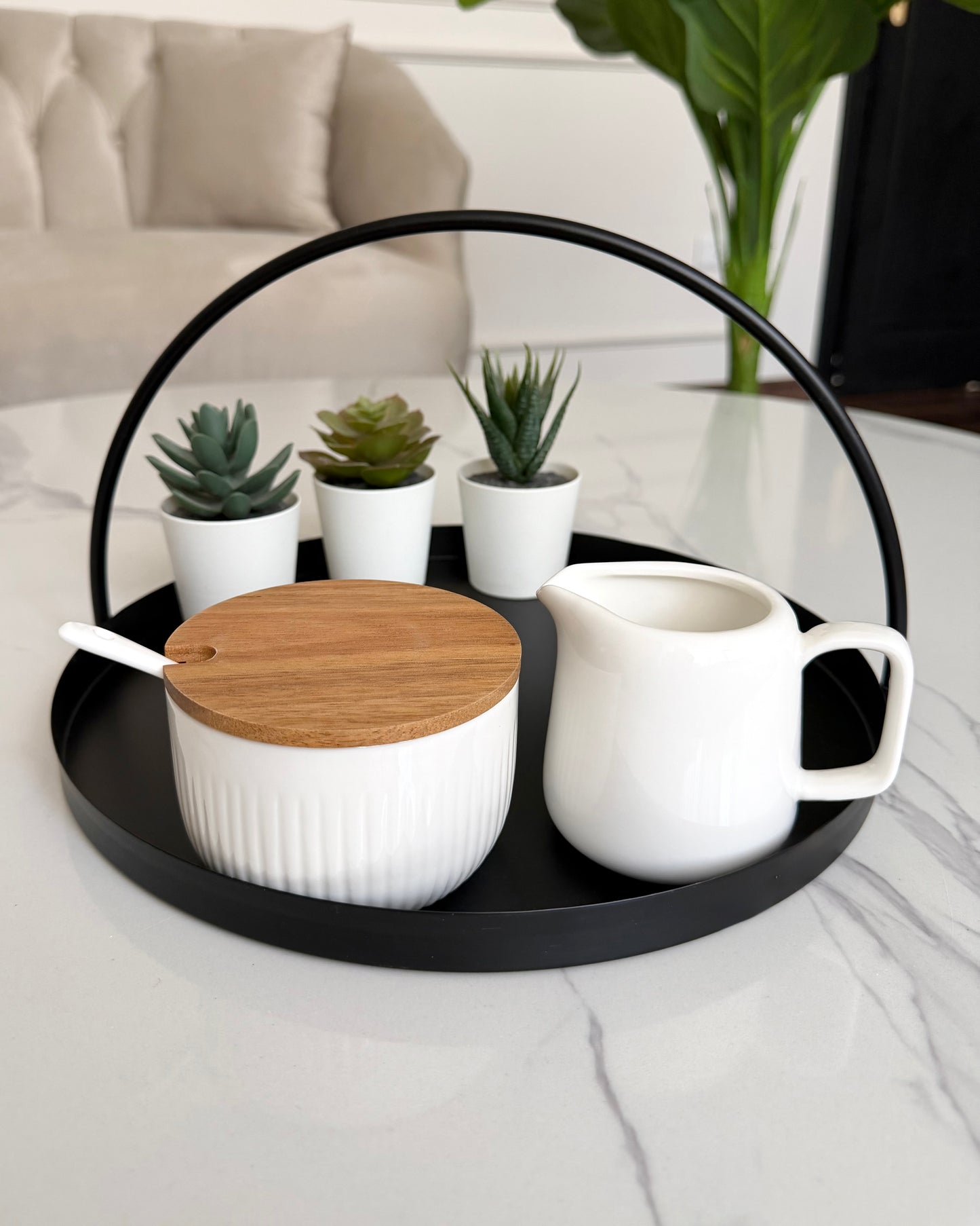 Danny Home Ceramic Sugar Bowl & Milk Jug Set