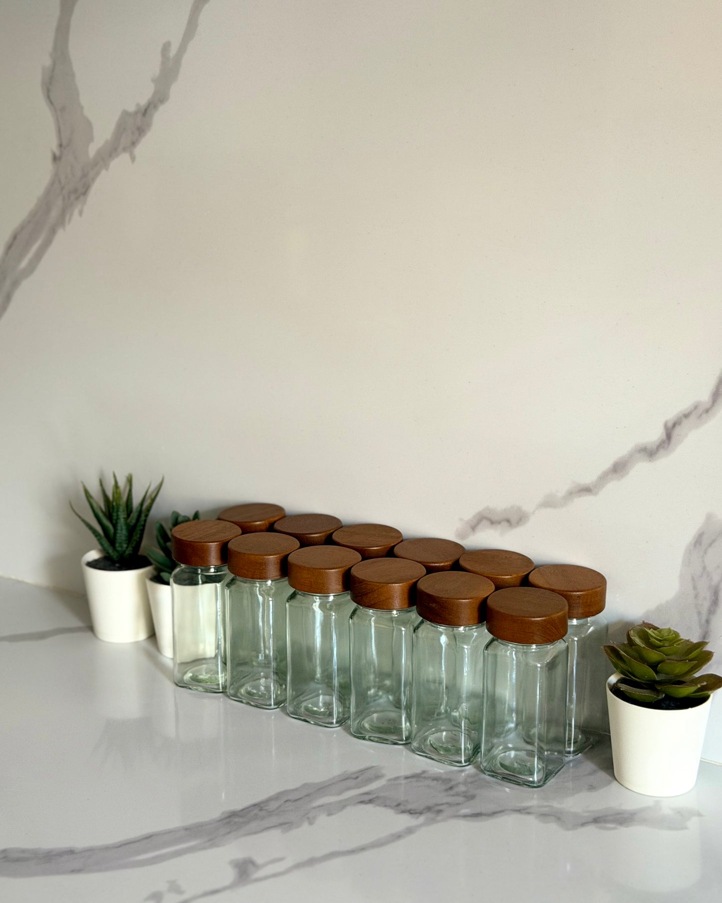Wooden Spice Jar Set