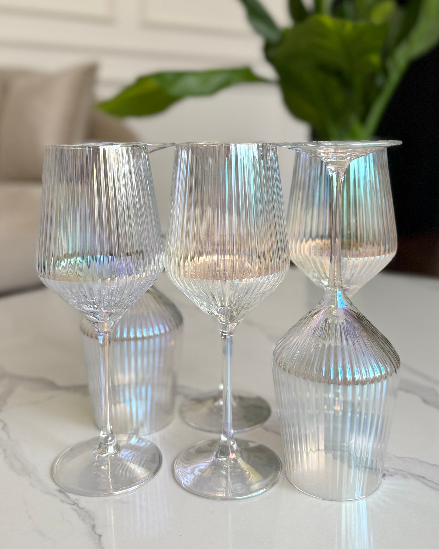 Crystal Ribbed Wine Glass Set