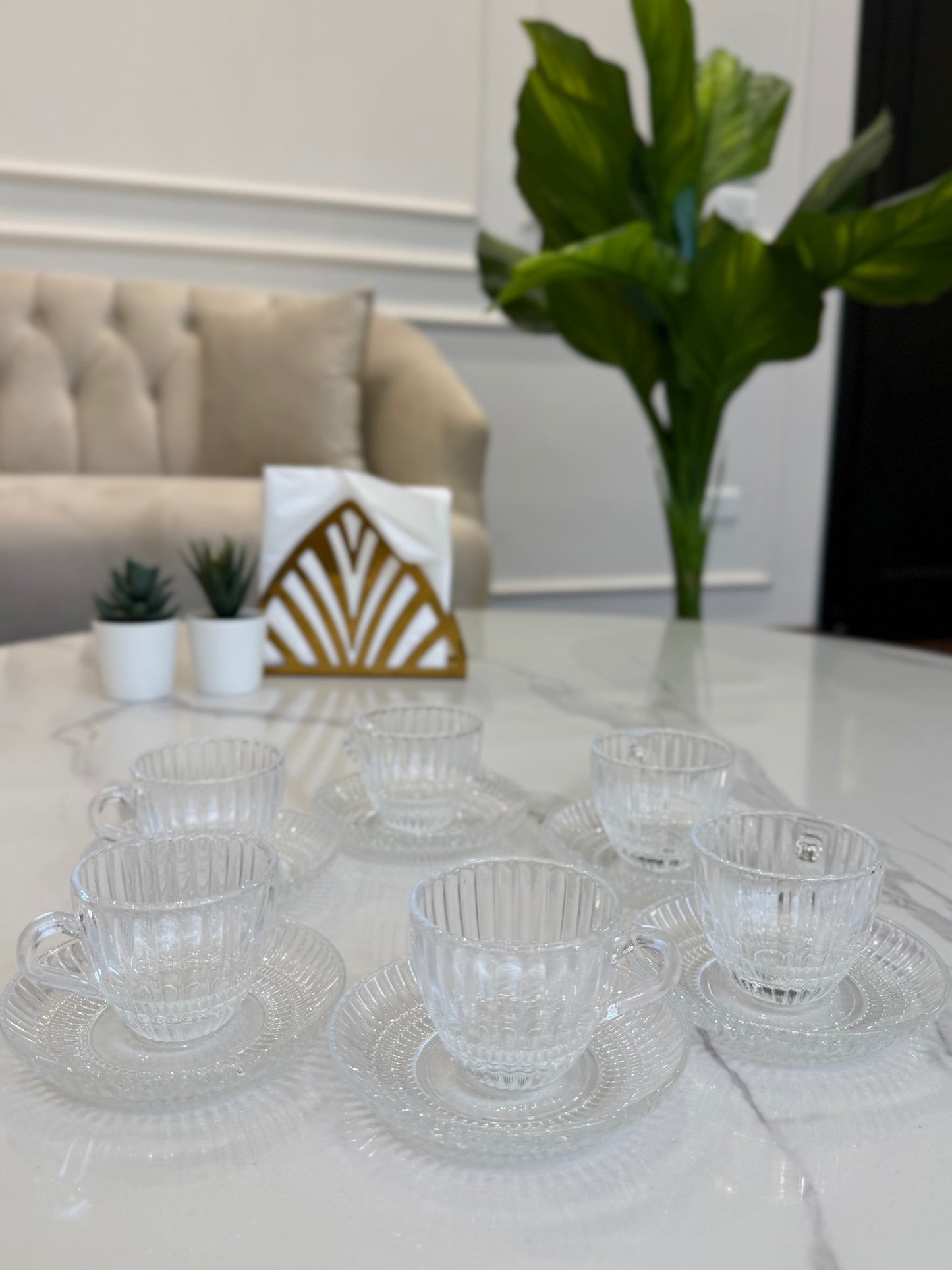 Ribbed Glass Coffee Cup