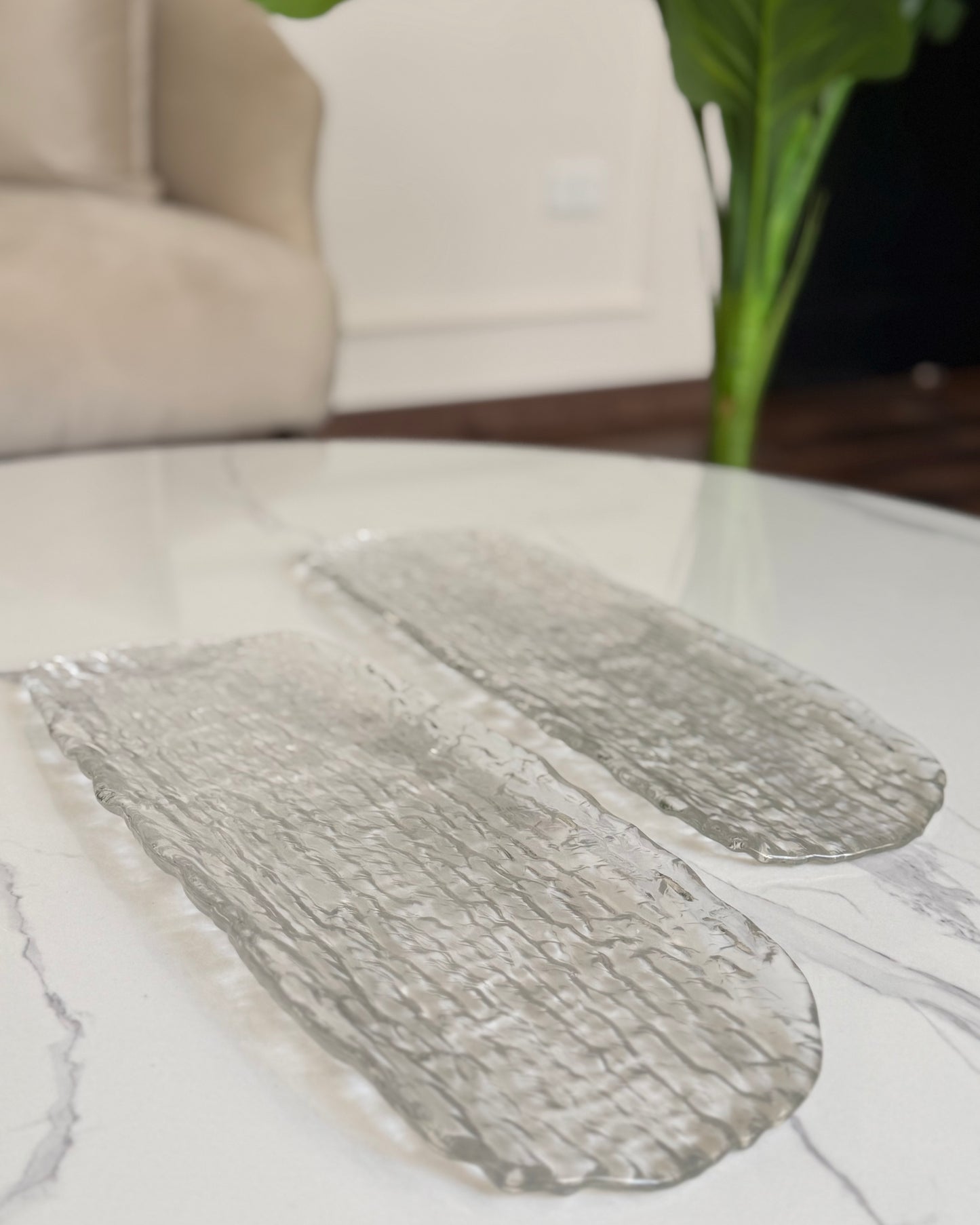 Glass serving platters