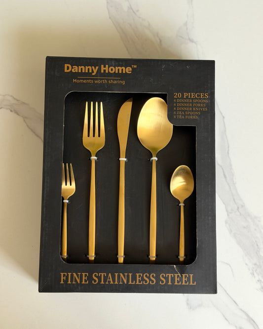 Danny home 20 pieces of gold stainless steel cutlery