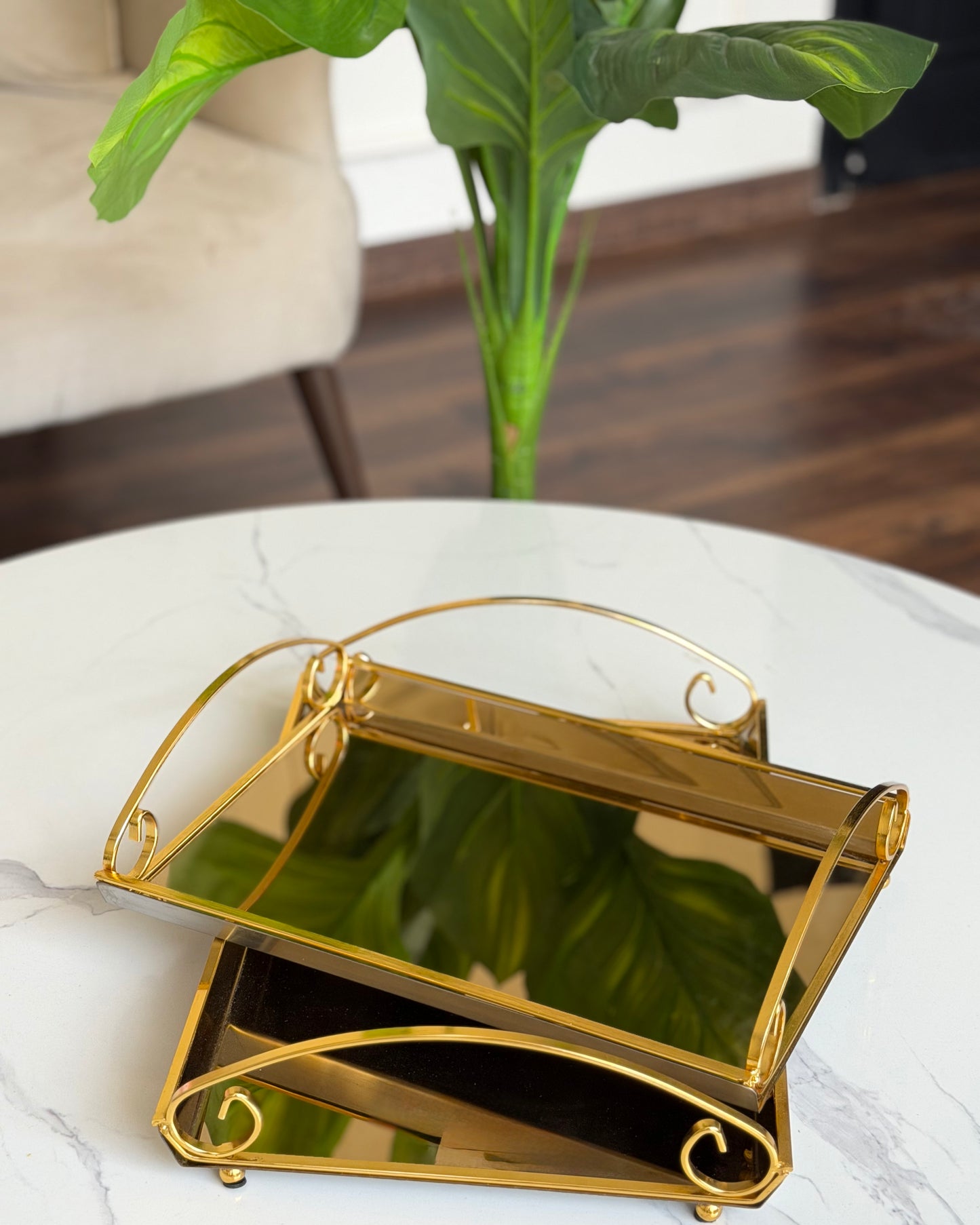 Gold serving trays