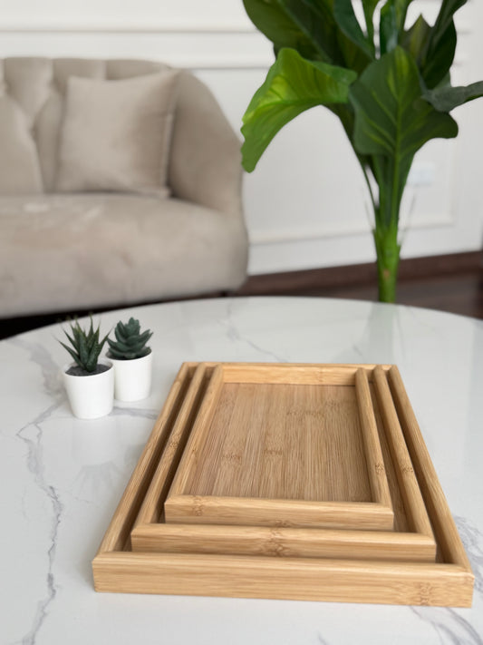 Set of 3 bamboo trays