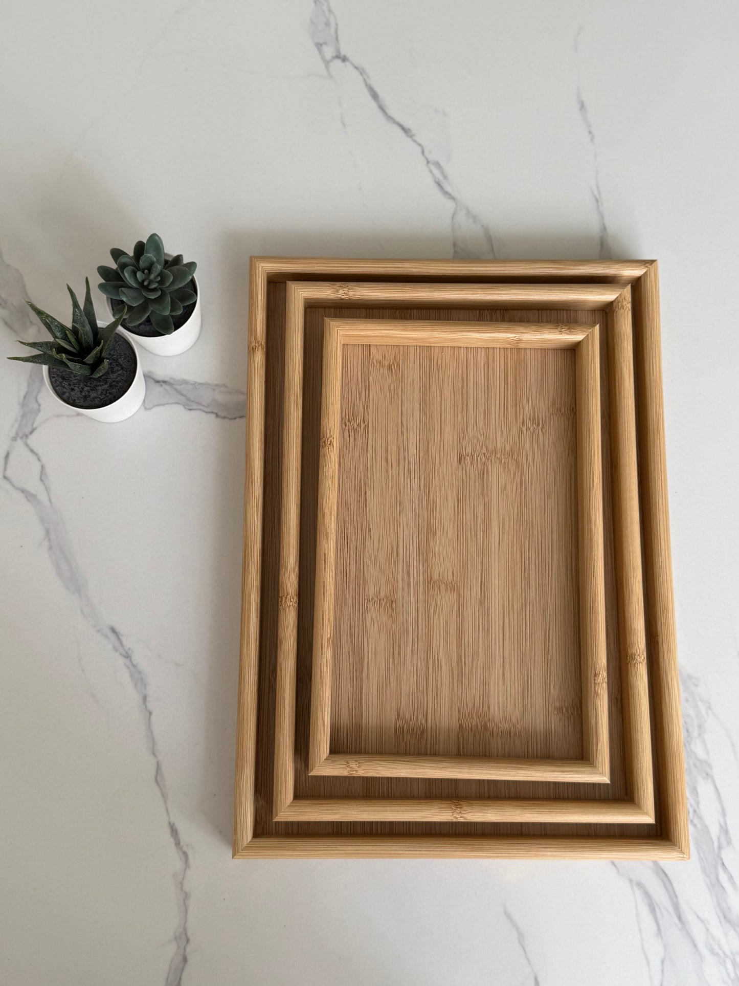 Set of 3 bamboo trays