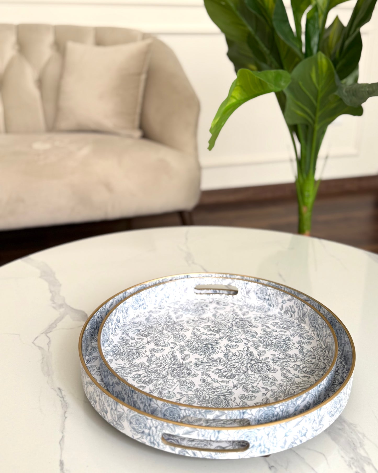 Floral Round Serving Tray