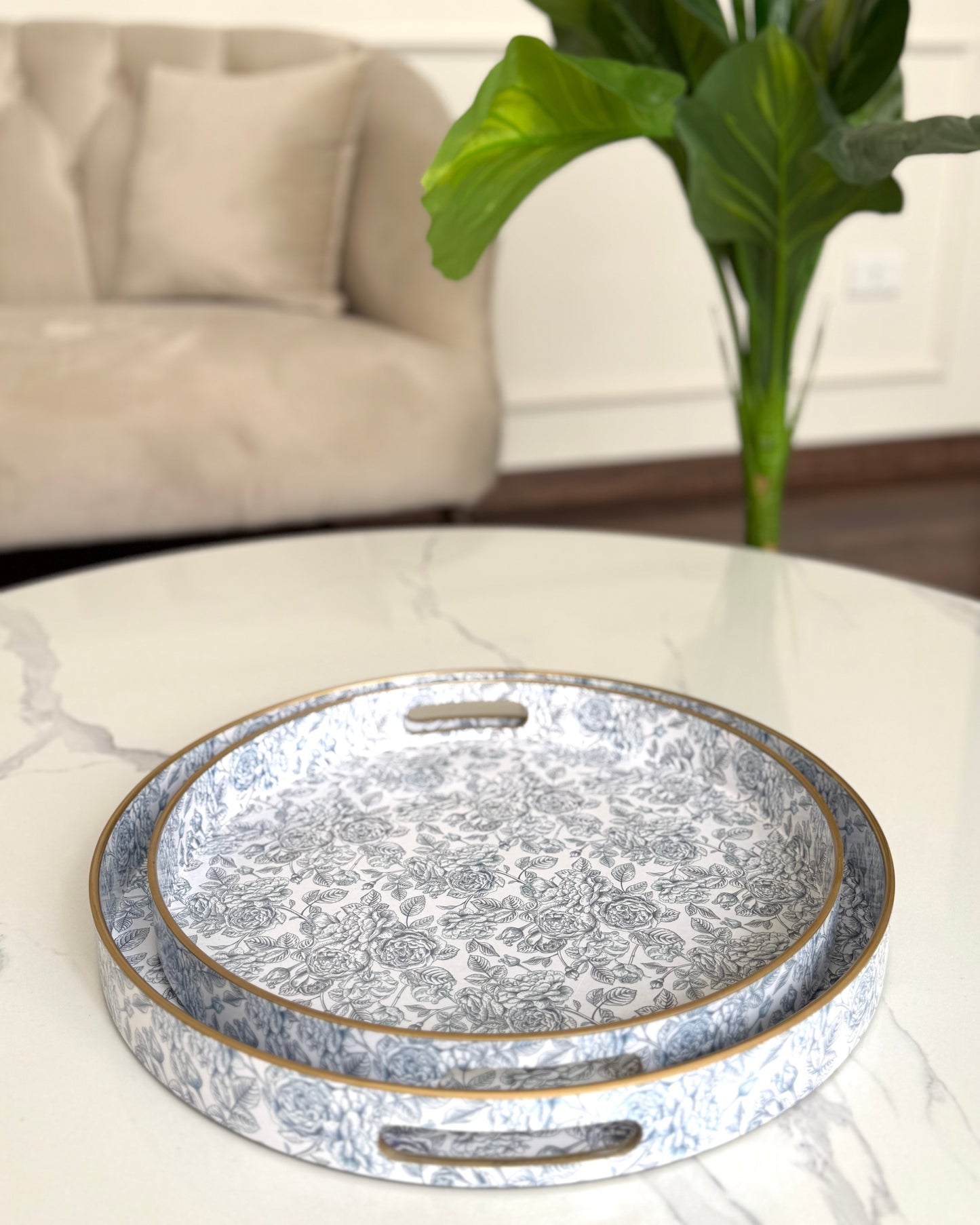 Floral Round Serving Tray