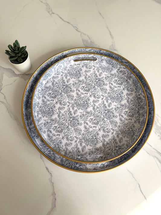Floral Round Serving Tray