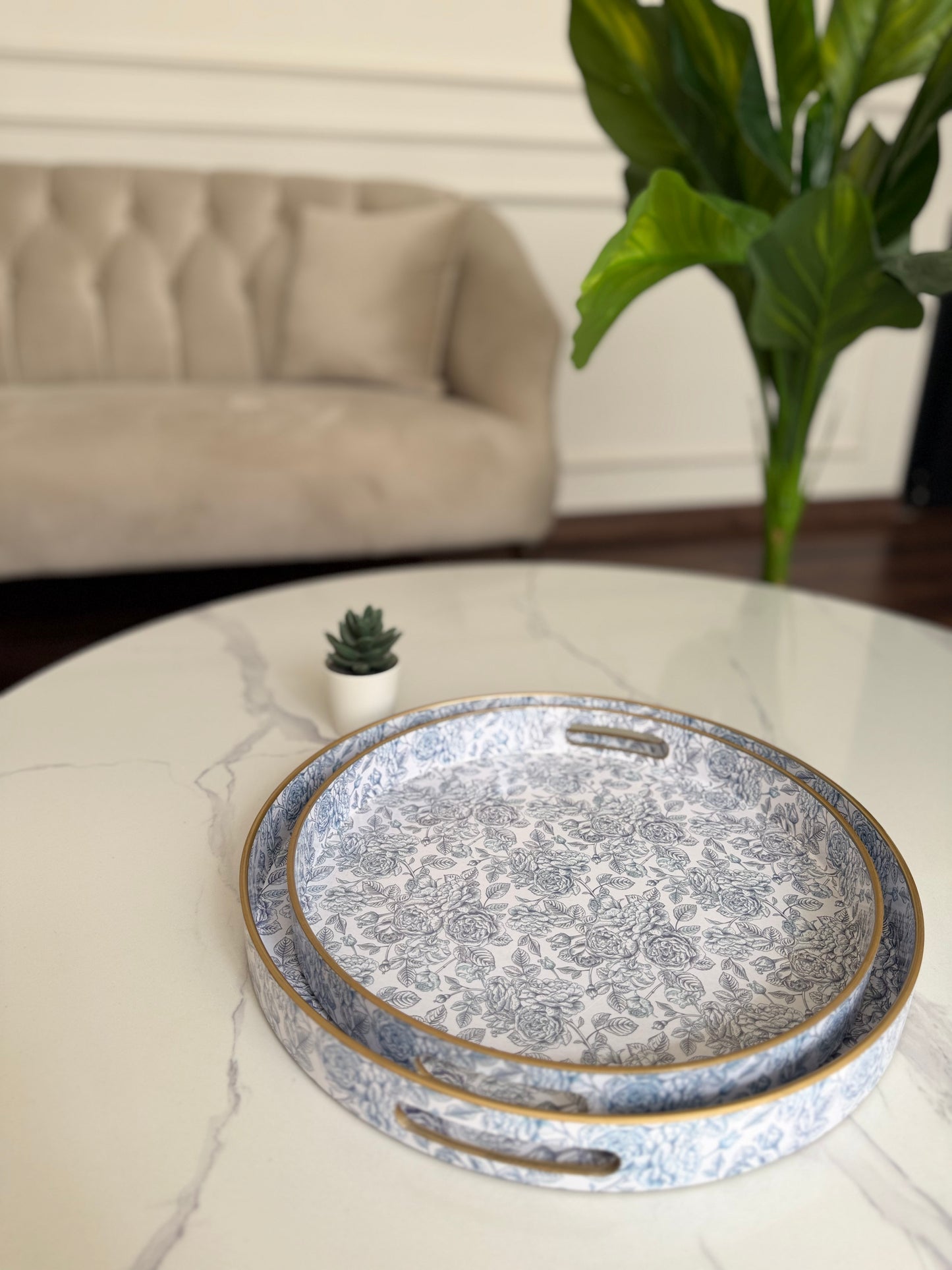 Floral Round Serving Tray