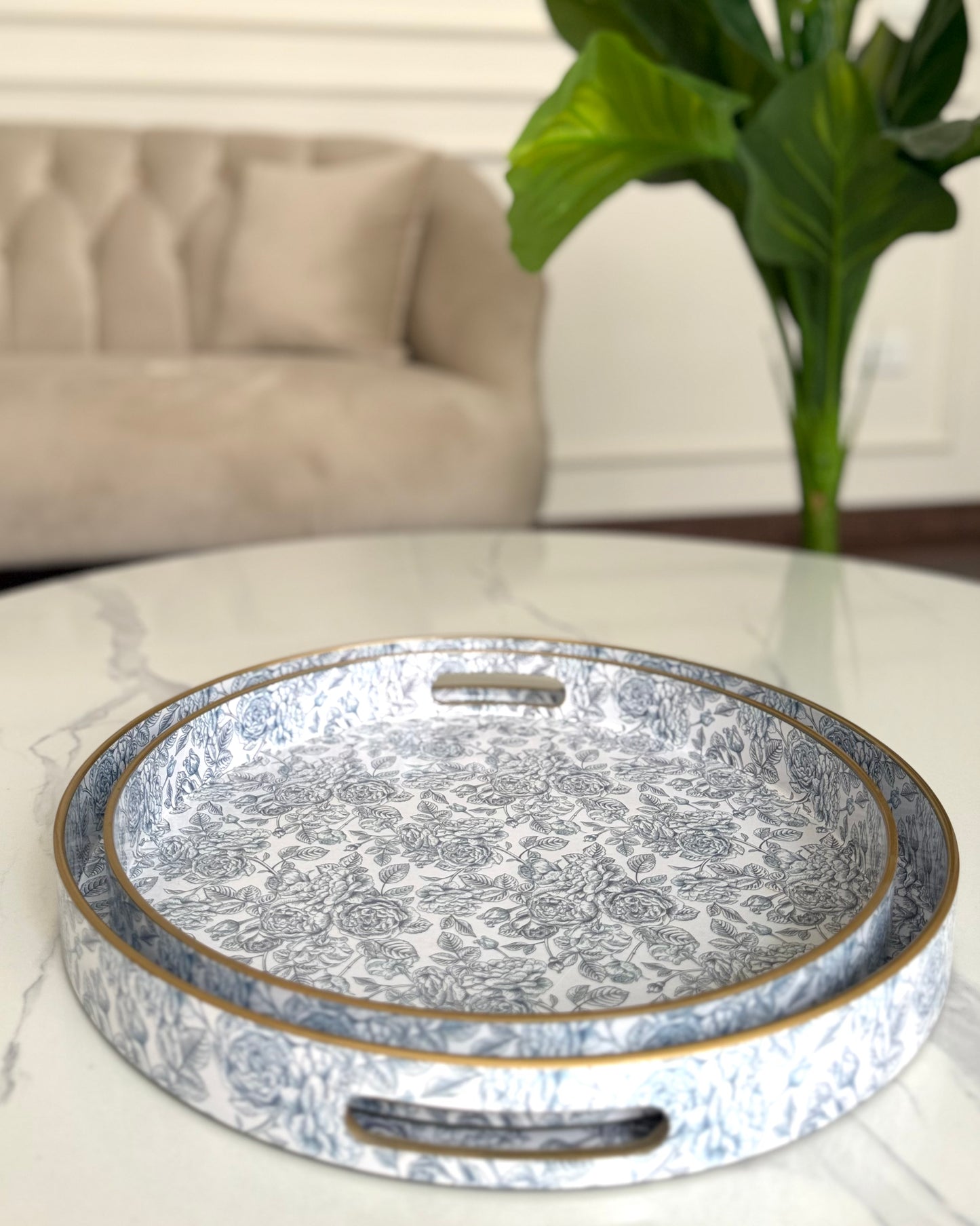 Floral Round Serving Tray