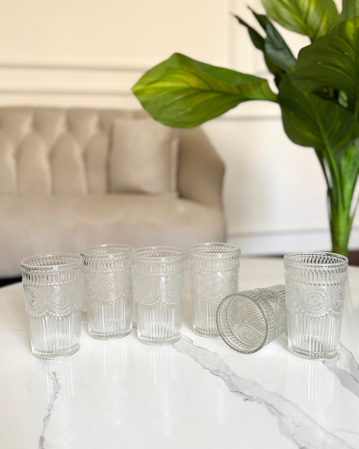 Decorative Textured Glass Tumblers